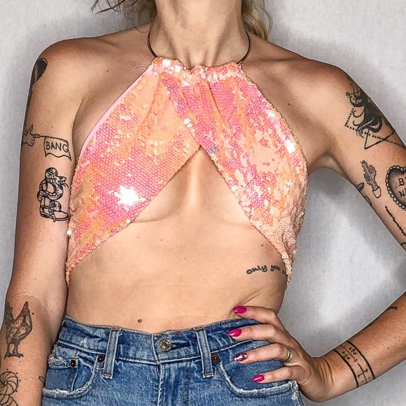 Pink sparkle necklace halter - Picture 5 of 10